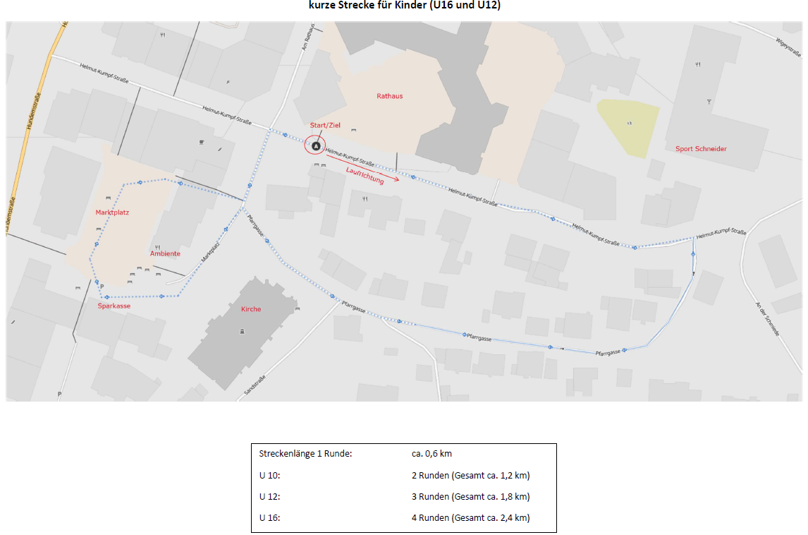 Laufstrecke Kurze Strecke "Lennestadt läuft" 2024